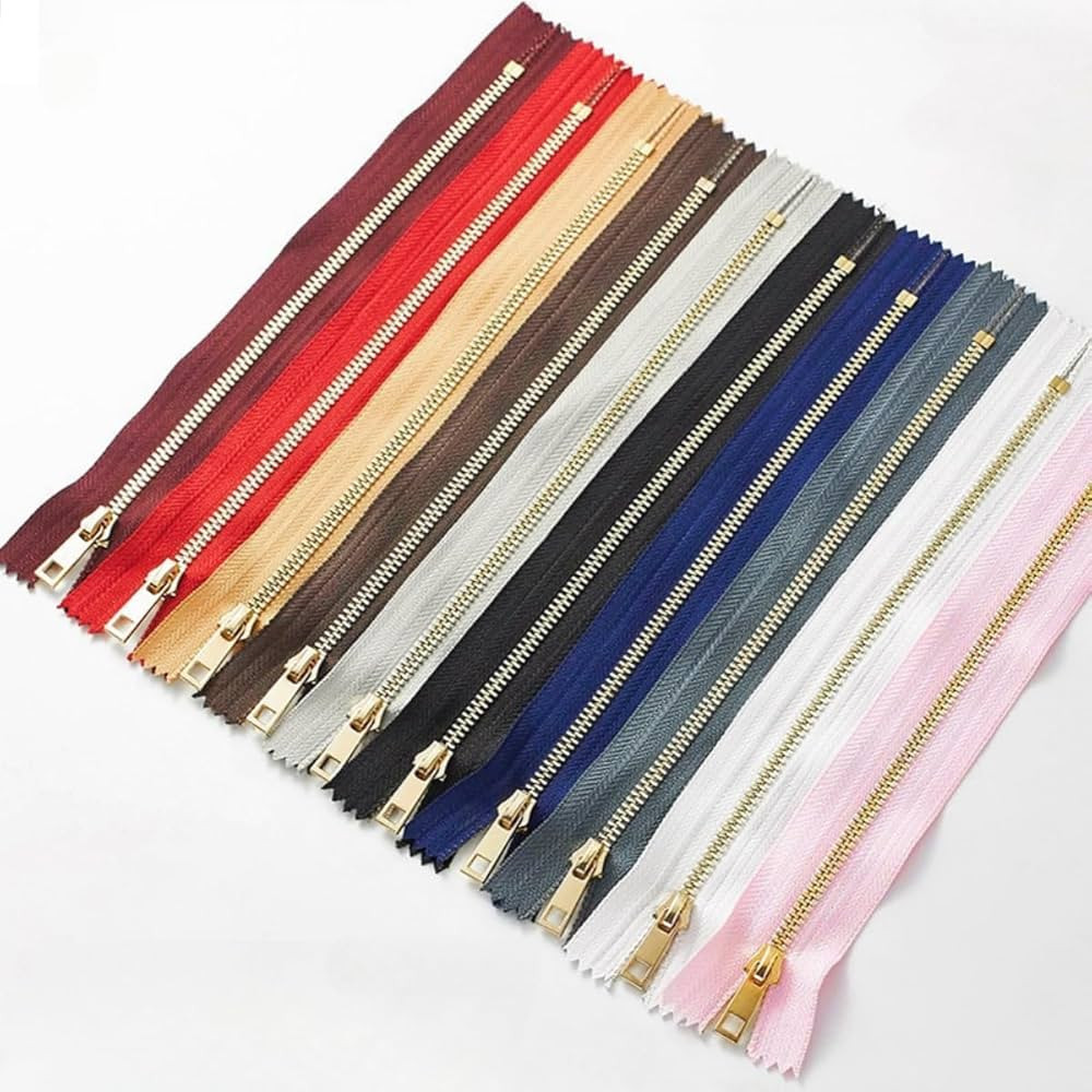 Metal Zippers 10pcs #3 Close-end Non-Separating Zippers Golden Plated Bulk 10Colors for Sewing Pu... | Amazon (US)