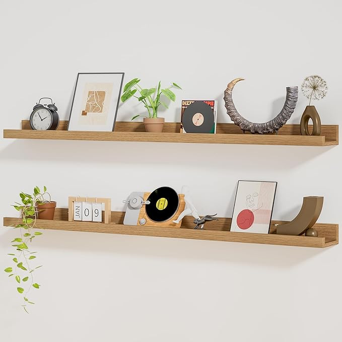 Picture Ledge Shelf,48 inch Long Floating Shelves for Wall Set of 2,Picture Shelf with Lip for Wa... | Amazon (US)