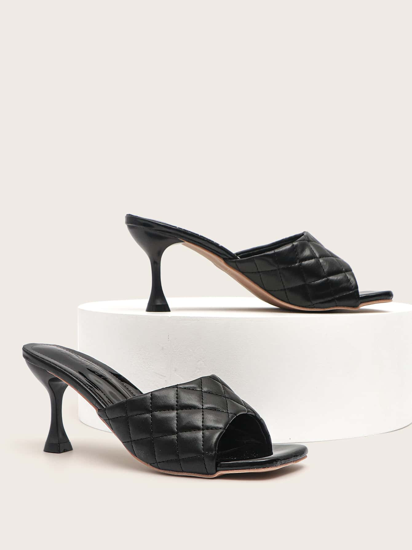 Quilted Wide Fit Heeled Mules | SHEIN