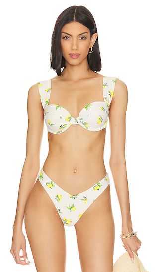 Claudia Bikini Top in Ditsy Lemons Off White Multi | Revolve Clothing (Global)