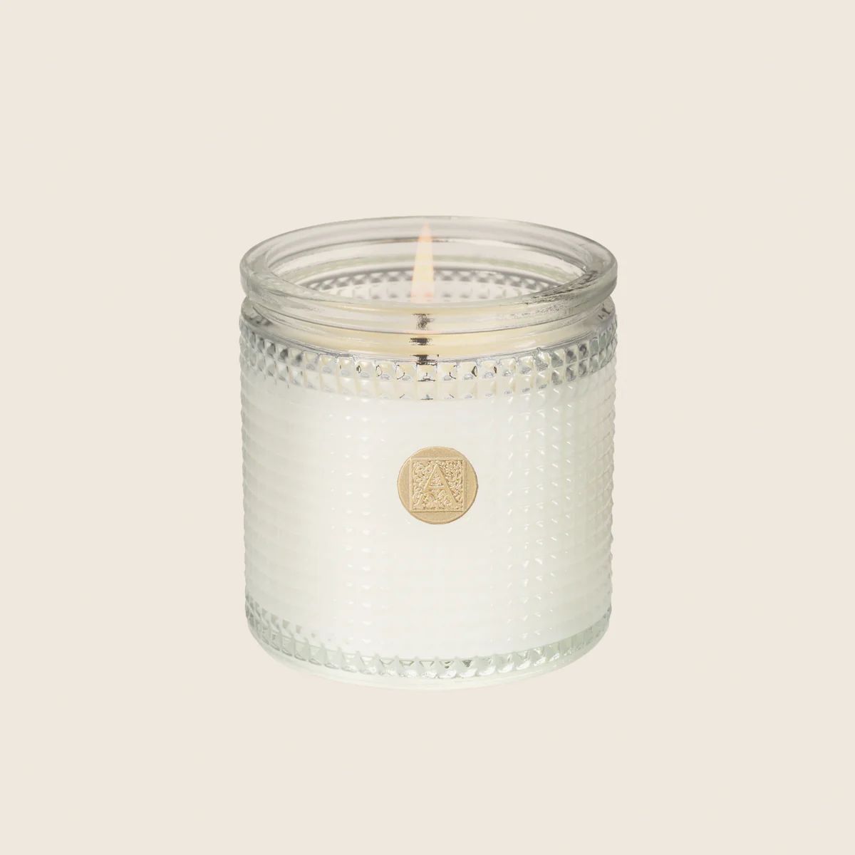 White Amaryllis & Rosemary - Textured Glass Candle | Aromatique