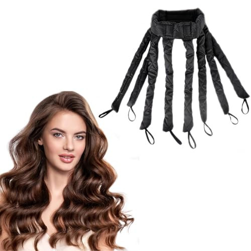 Black Heatless Hair Curler, Adjustable Removable Non Heat Curling Rod Rolls Headband for Long Short Hair, Soft Satin DIY Lazy Rollers Styling Tool for Women for Sleeping Curling | Amazon (US)