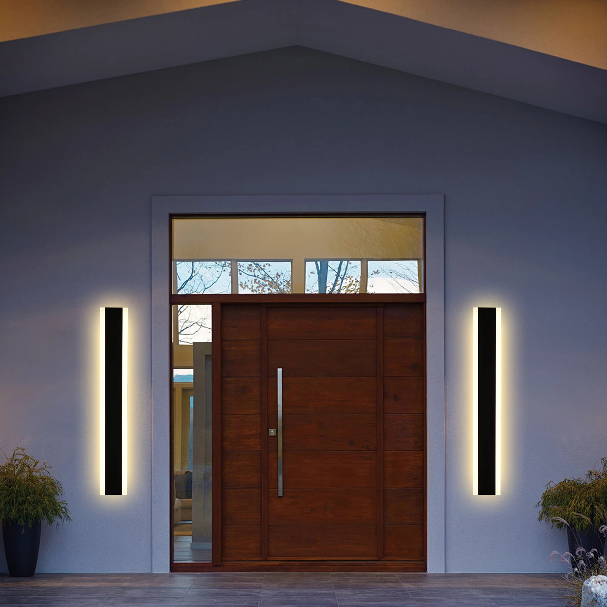 17 Stories 2 Pack Long Outdoor Wall Lights, LED Modern Exterior Lighting Fixtures, IP65 Waterproof Matte Black Linear Outside Sconce Wall Mount For House Porch Patio Garage Door. | Wayfair | Wayfair North America