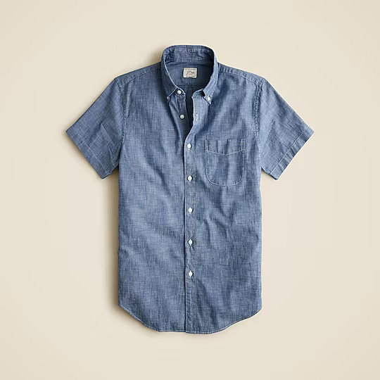 Short-sleeve indigo organic chambray shirt | J. Crew US