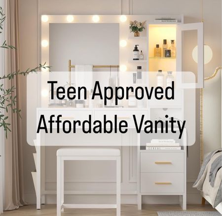 Cutest vanity with easy access plugs, lights, and even a glass front door to display ALL the products!!

#LTKhome #LTKbeauty #LTKkids