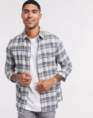 Topman long sleeve check shirt in black & white | ASOS | ASOS (Global)