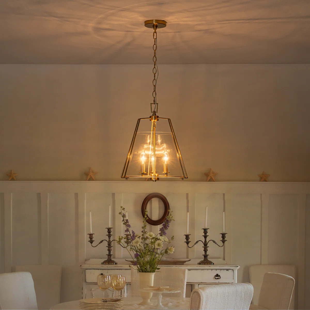 15.75 In. 3-Light Modern Gold Chandelier Hanging Pendant Light With Cone Clear Glass Shade | Wayfair North America