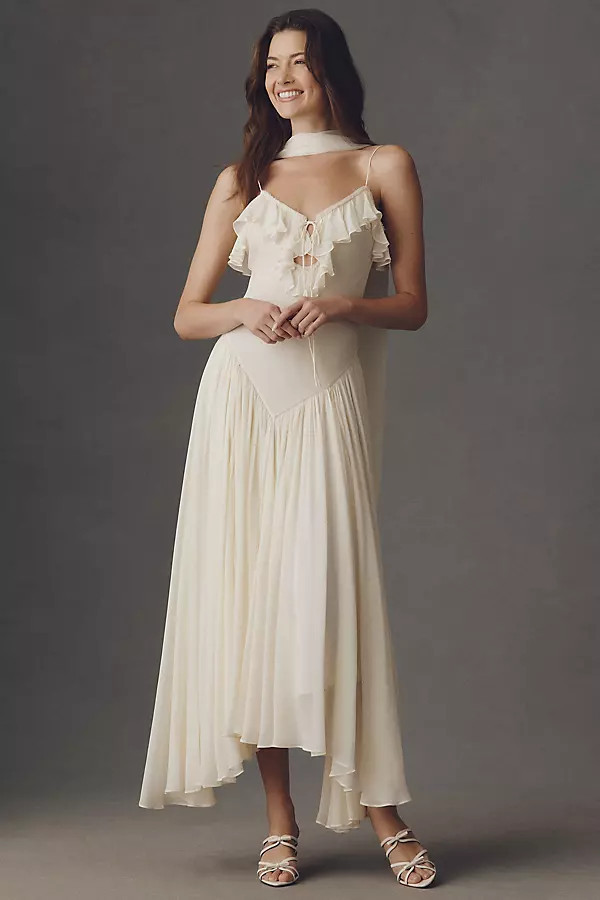 Harmattan Basque-Waist Scarf Maxi Dress | Anthropologie (US)