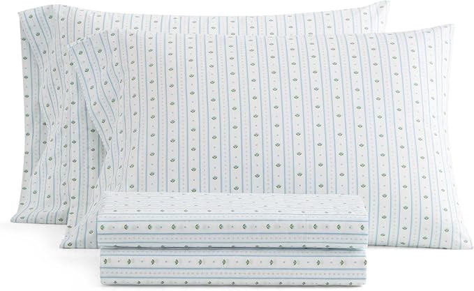 Martha Stewart - Queen Cotton Percale Sheet Set with Matching Pillowcases | Amazon (US)
