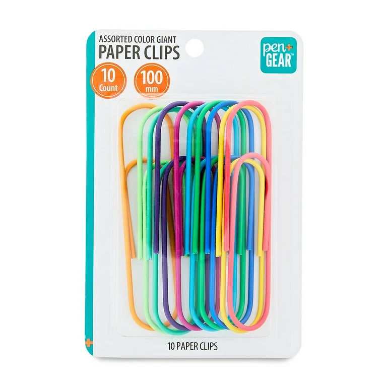 Pen+Gear Assorted Color Giant Paper Clips, 10 Count | Walmart (US)