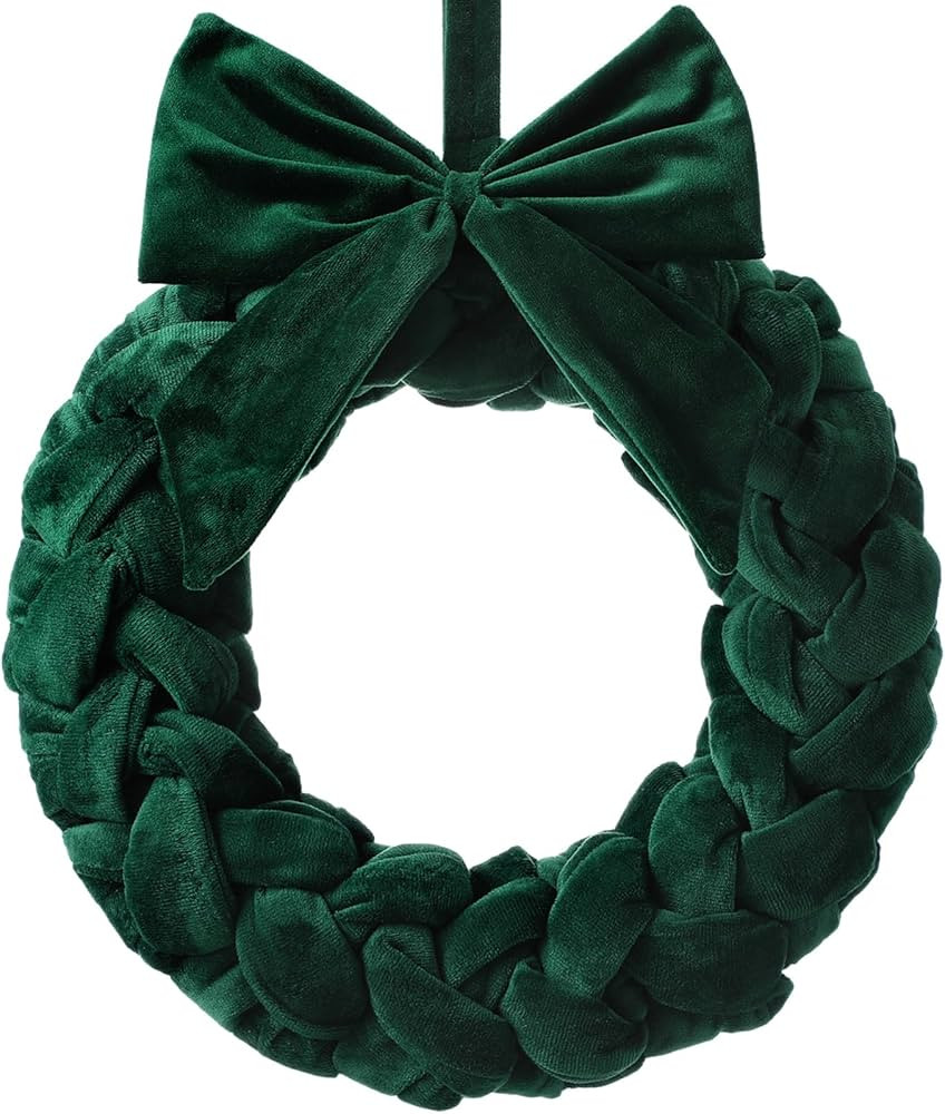 Barydat Christmas Velvet Wreath 14" Christmas Wreaths for Front Door Velvet Christmas Wreath Orna... | Amazon (US)