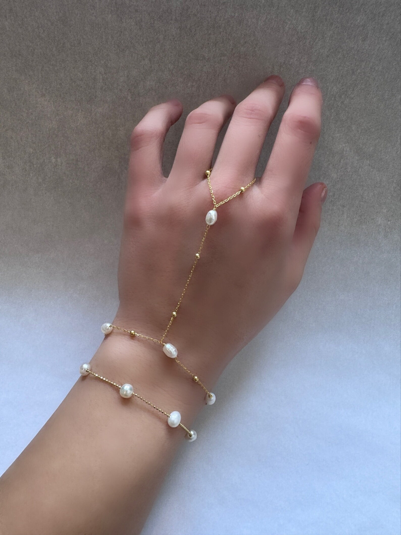 Real Pearl Hand Chain Bracelet, Gold Hand Chain With Beaded Chain , Silver Hand Chain, Beaded Han... | Etsy (US)