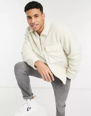 Levi's Mason minimalist borg sherpa jacket in cloud cream | ASOS (Global)