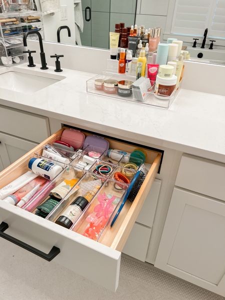 Our favorite bathroom organization finds from Amazon! I love these acrylic drawer organizers, risers, tray and under sink drawers. 

#LTKFind #LTKstyletip #LTKhome