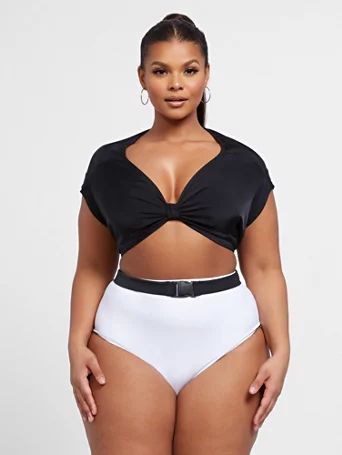 Khloe Short Sleeve Crop Swim Top - Fashion To Figure | Fashion to Figure