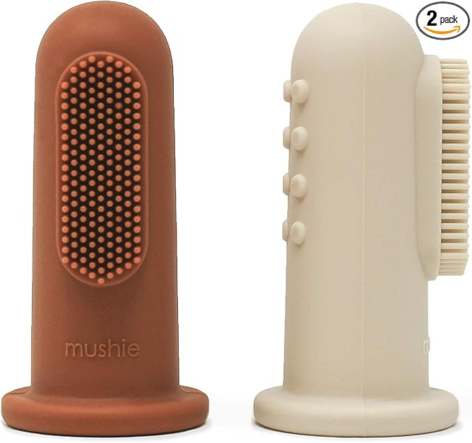 mushie Baby Finger Toothbrush (Clay/Shifting Sand) 2-Pack | Amazon (US)
