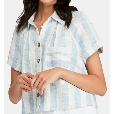 Women's Blouse Medium Button Down Striped M | Walmart (US)