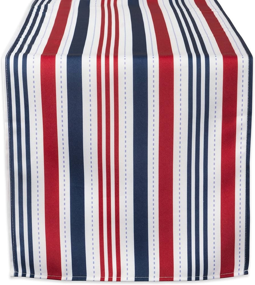 DII Patriotic Stripes Tabletop Collection, Stain Resistant & Waterproof, Table Runner, 14x108, Re... | Amazon (US)