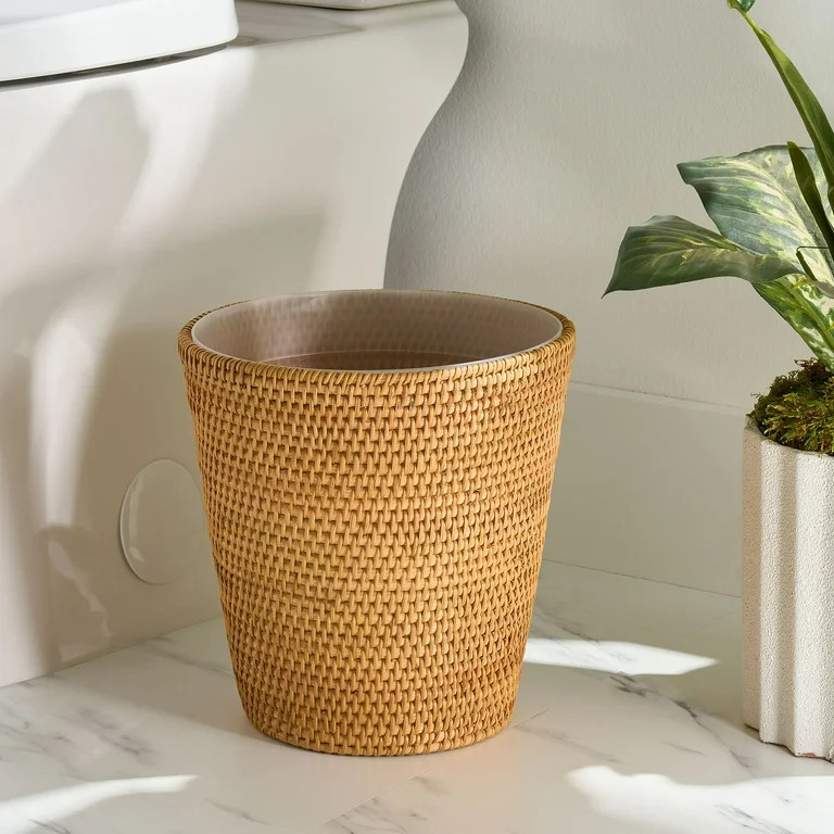Better Homes & Gardens Rattan Bathroom Wastebasket | Walmart (US)