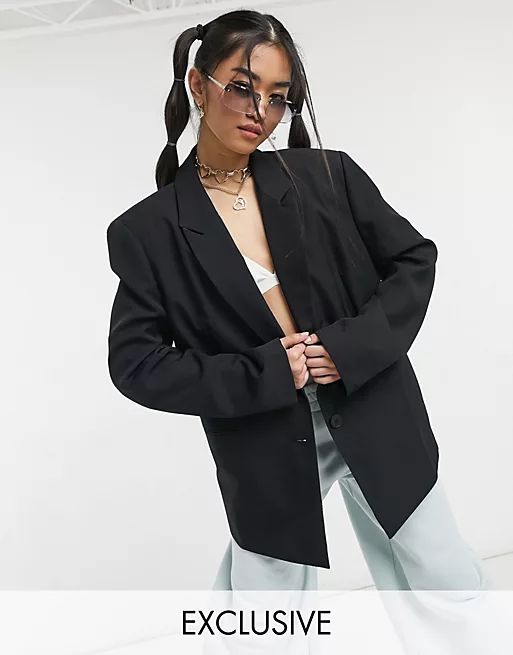 COLLUSION oversized dad blazer in black | ASOS (Global)