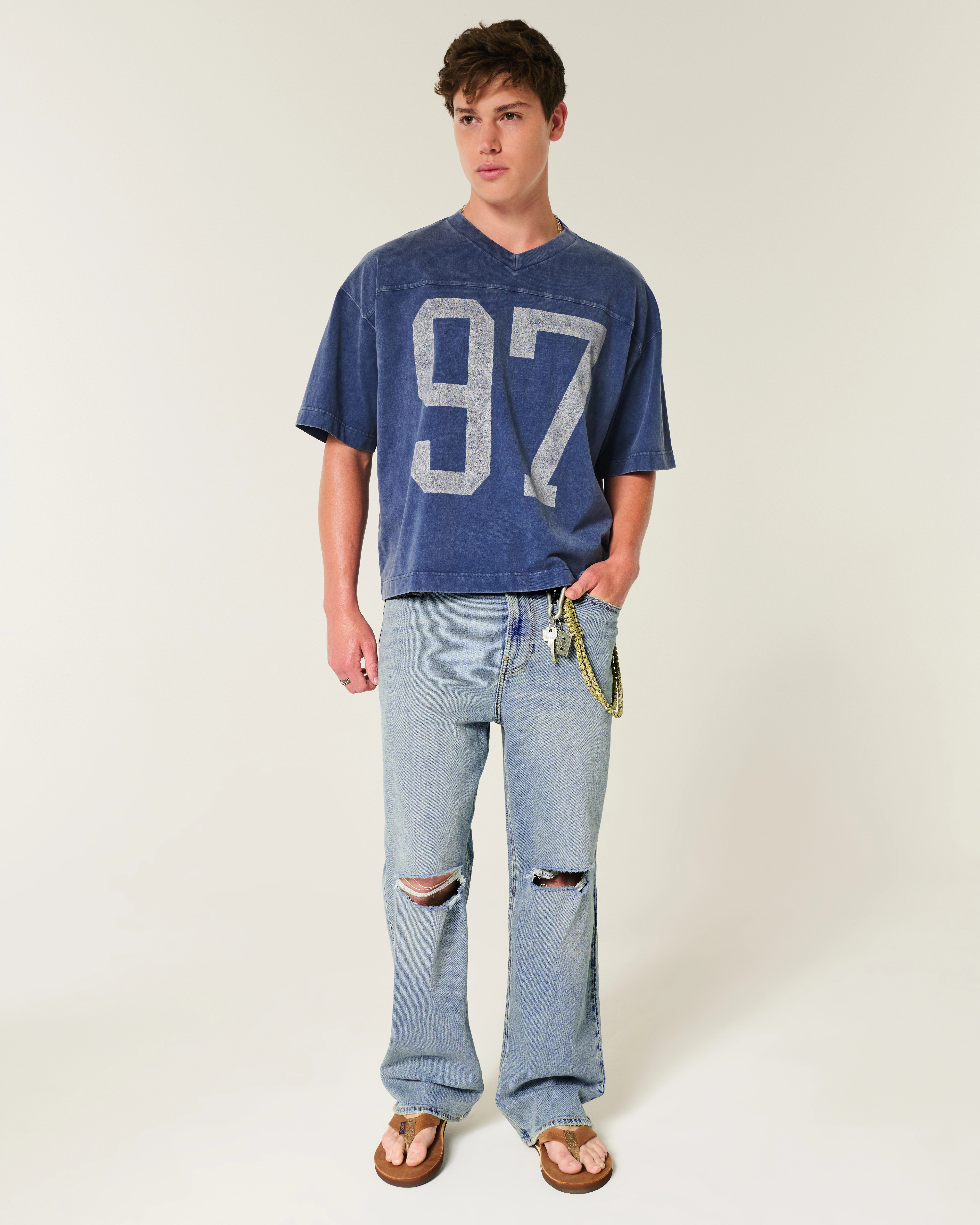 Ripped Medium Wash Baggy Jeans | Hollister (US)