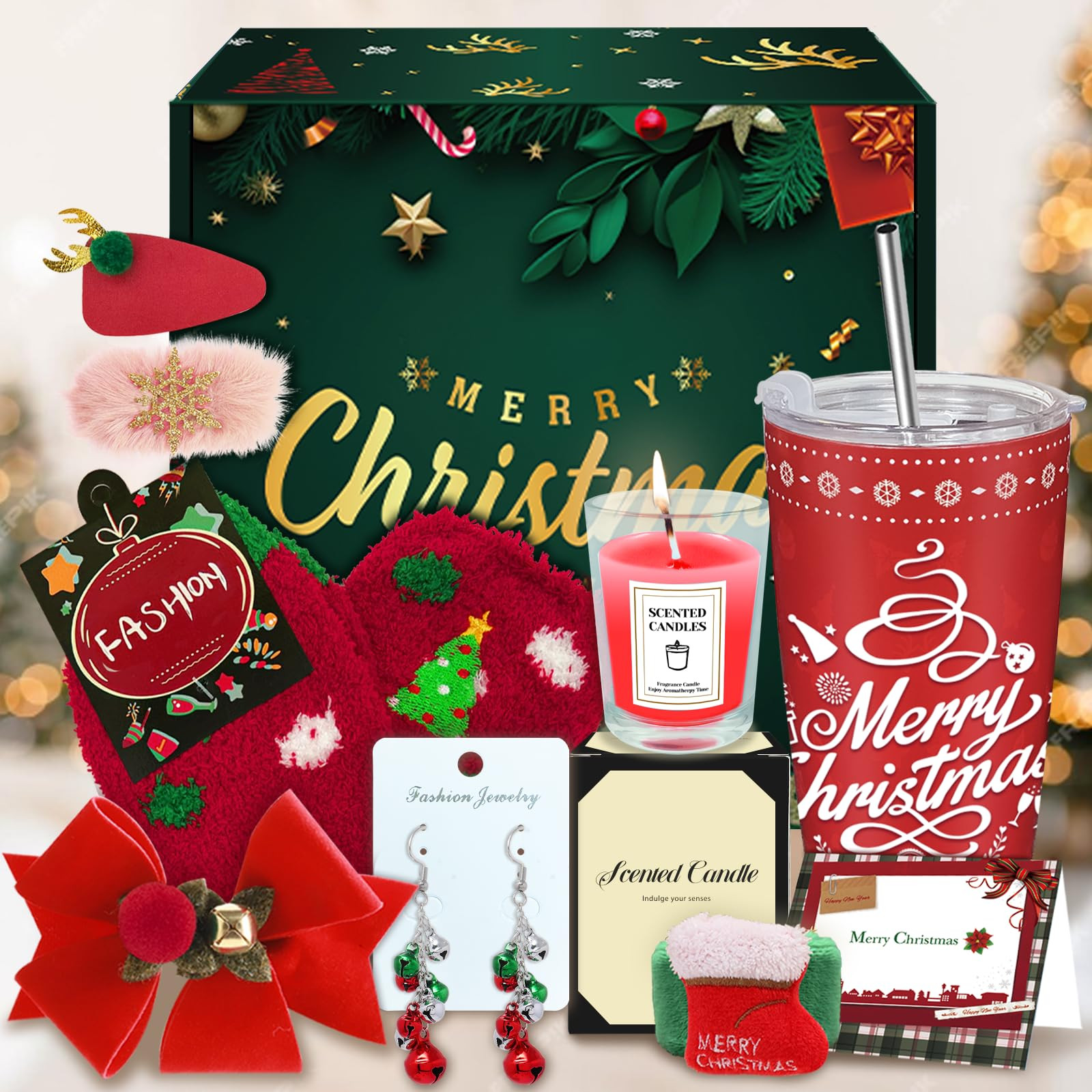 Christmas Gifts for Women, 2024 Unique Christmas Gifts, Xmas Gift Baskets with 20 Oz Tumblers, Ca... | Amazon (US)