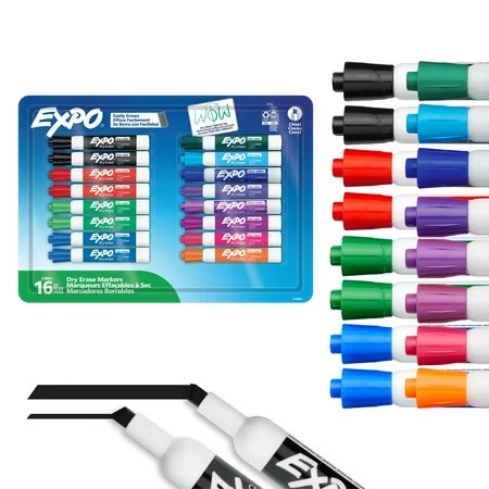 EXPO Dry Erase Markers, Chisel Tip, Assorted Colors, 16 Count | Walmart (US)