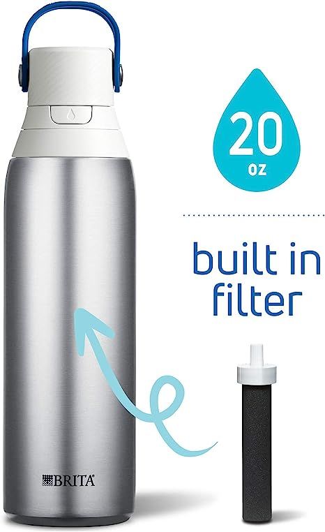 Brita 20 Ounce Premium Filtering Water Bottle with Filter
BPA Free - Stainless Steel | Amazon (US)