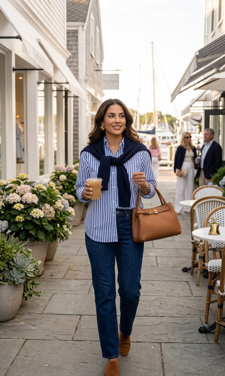 This outfit feels SO timeless 🤍 The striped button down + dark denim + navy sweater combo gives effortless coastal prep and quiet luxury energy without being overdone.

Perfect for coffee runs, brunch, travel days, casual meetings, or everyday elevated basics ✨ Everything is linked in my LTK.

#ltkstyle #quietluxury #oldmoneyaesthetic #coastalgrandmother #hamptonsstyle #classicfashion #preppystyle #elevatedbasics #capsulewardrobe #timelessstyle

Why This Fits Your Audience 

 