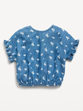 Printed Ruffle-Sleeve Button Back Top for Toddler Girls | Old Navy (US)