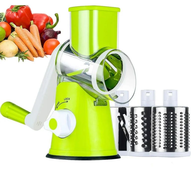 Rotary Cheese Grater, Kitchen Mandoline Vegetable Slicer with 3 Interchangeable Blades, Easy to C... | Walmart (US)
