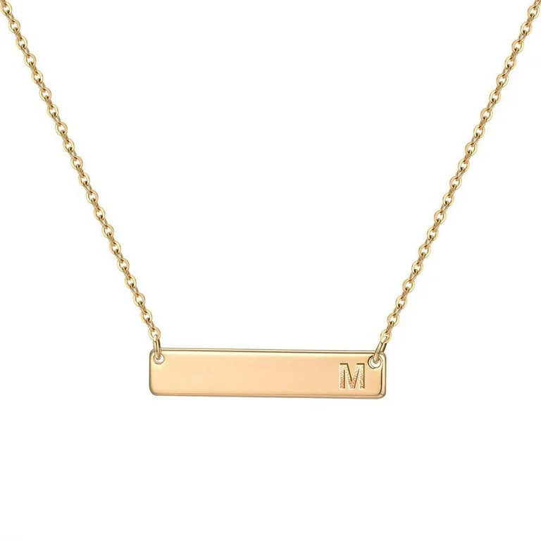 TURANDOSS Bar Initial Necklace for Women Dainty 14K Gold Plated Stainless Steel Engraved Letter H... | Walmart (US)