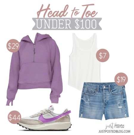 Such a cute casual look! Use code SCHOOL20 to drop the price on these cute Nike sneakers. This purple pullover is 20% off and you can clip an additional 20% off coupon right now to drop the price! 

#LTKsalealert #LTKunder100 #LTKtravel