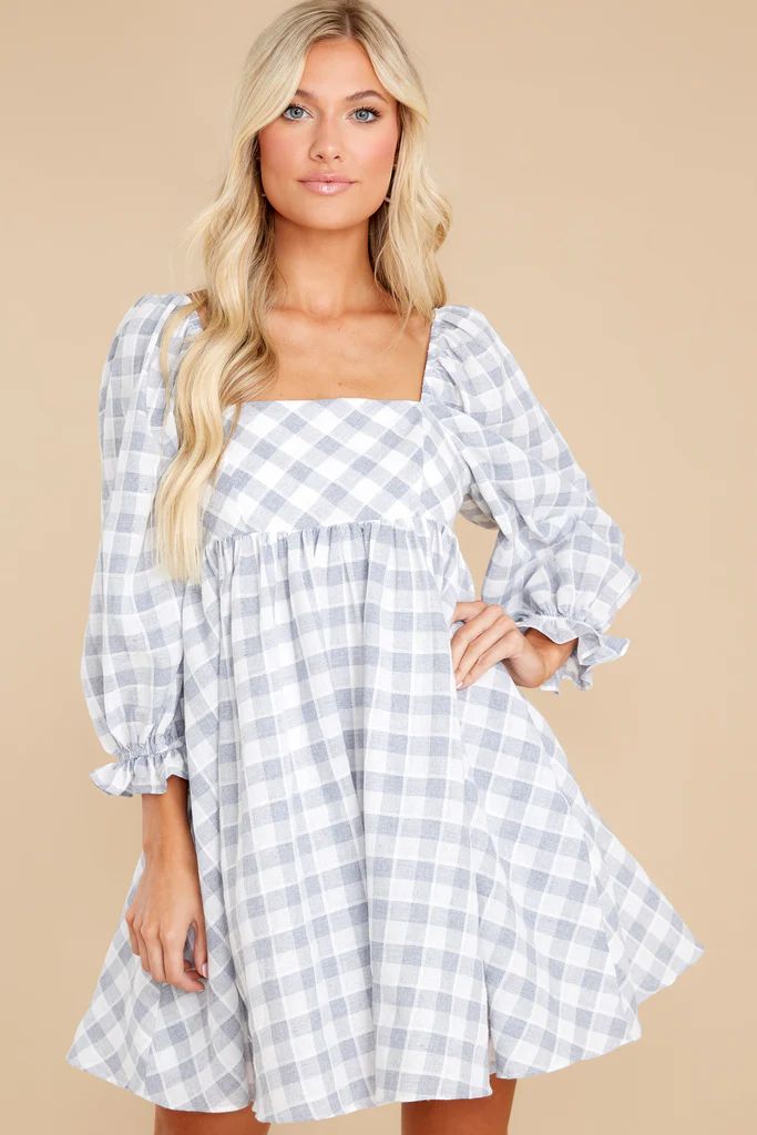 Something's Getting Started Steel Blue Gingham Dress | Red Dress 