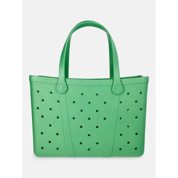 Time and Tru Women's Waterproof EVA Beach Tote Bag, Green | Walmart (US)