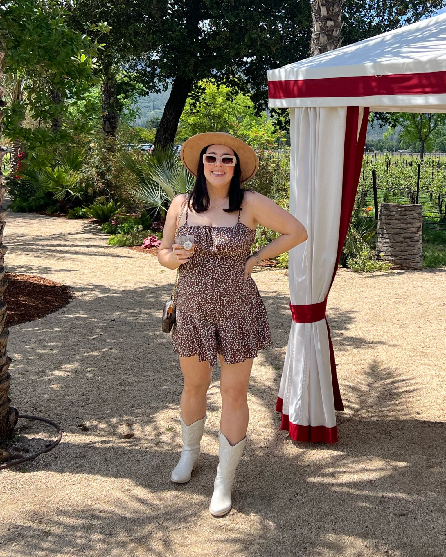 What to wear to a country music concert / festival outfit / wine country outfit / Napa outfit / summer outfit / romper / western boots 

#LTKMidsize #LTKTravel #LTKItBag