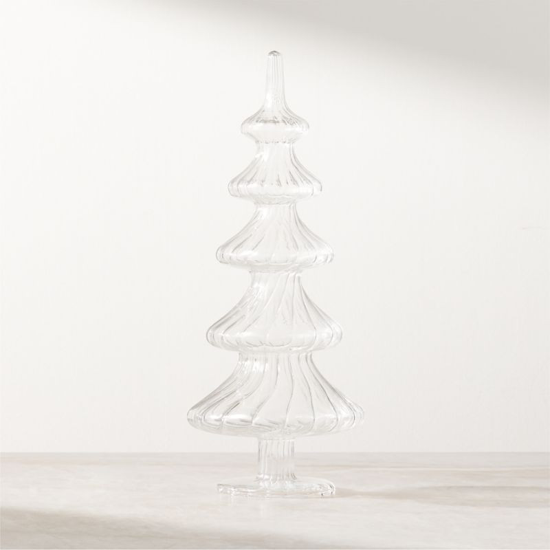 Clara Clear Fluted Glass Christmas Tree 14" | CB2 | CB2