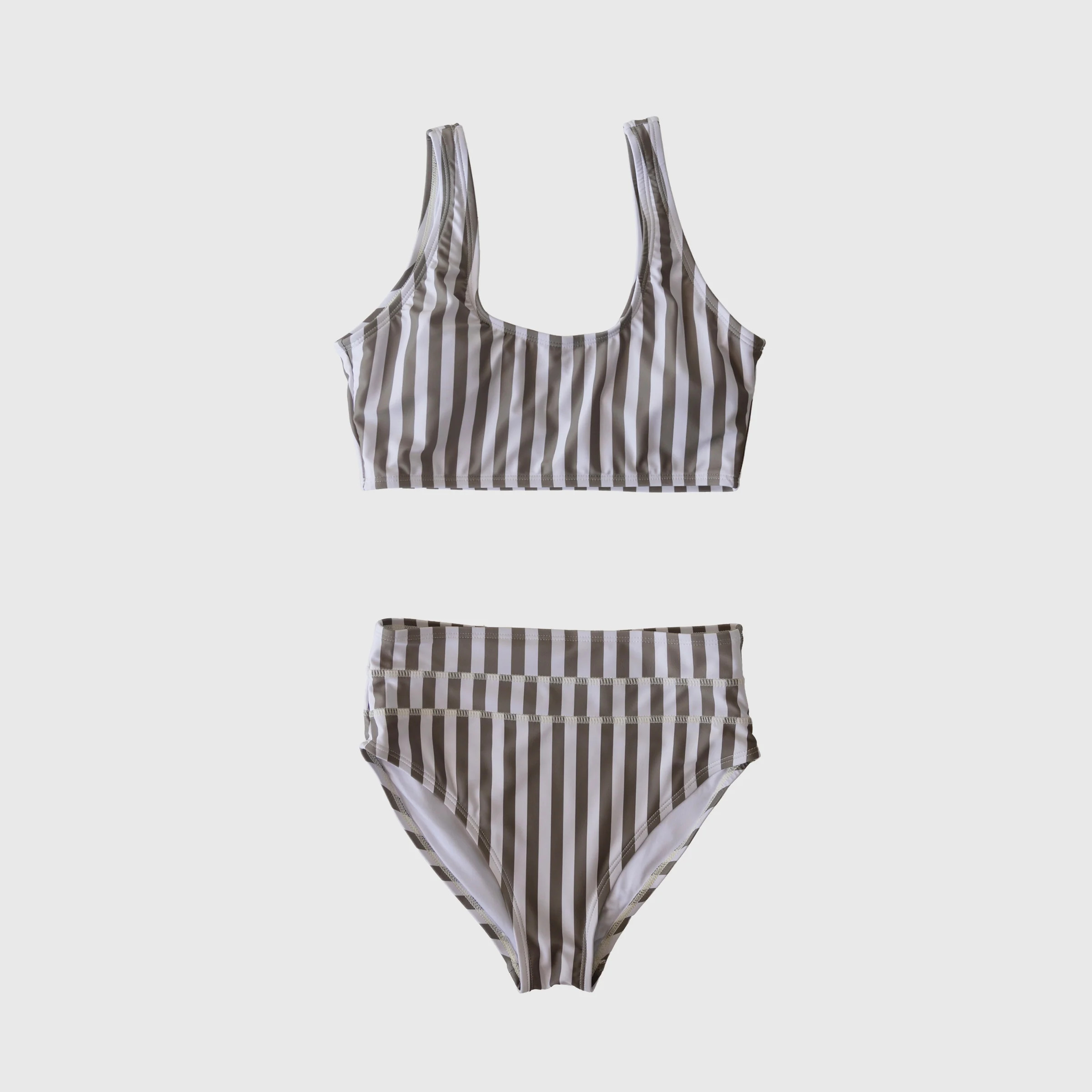Women's Two Piece Swimsuit | Olive Stripe | Forever French