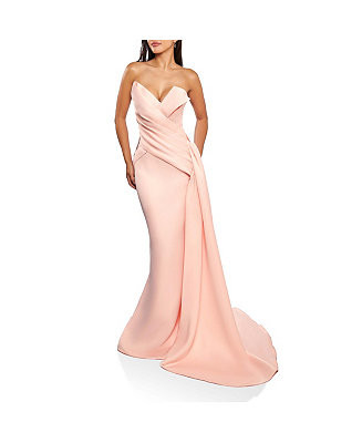 Strapless Column Body Long Dress with Uneven Bust edge | Macy's