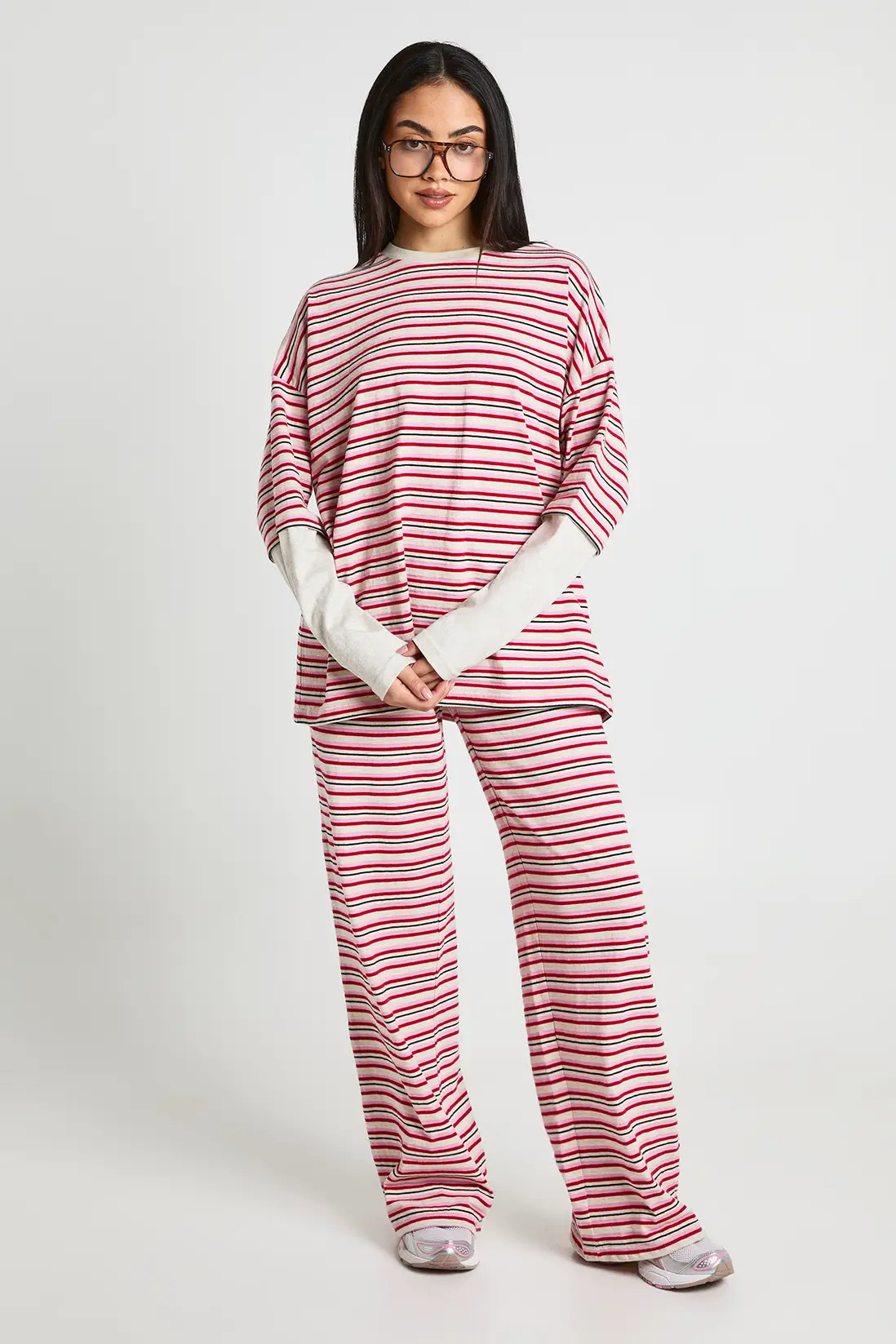 Pink Stripe Straight Leg Trouser | Boohoo | Boohoo.com (UK & IE)