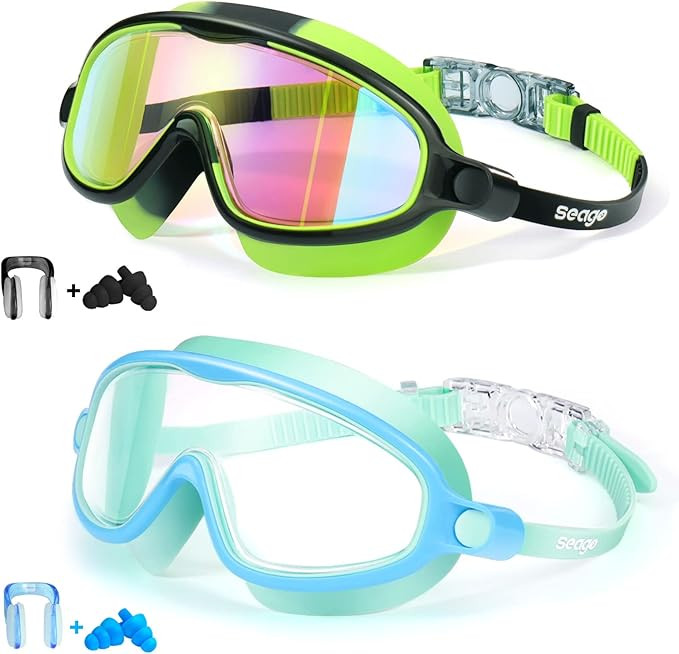 Swim Goggles 2 Pack Anti-Fog Anti-UV Wide View Swimming Goggles for Kids 3-15 | Amazon (US)