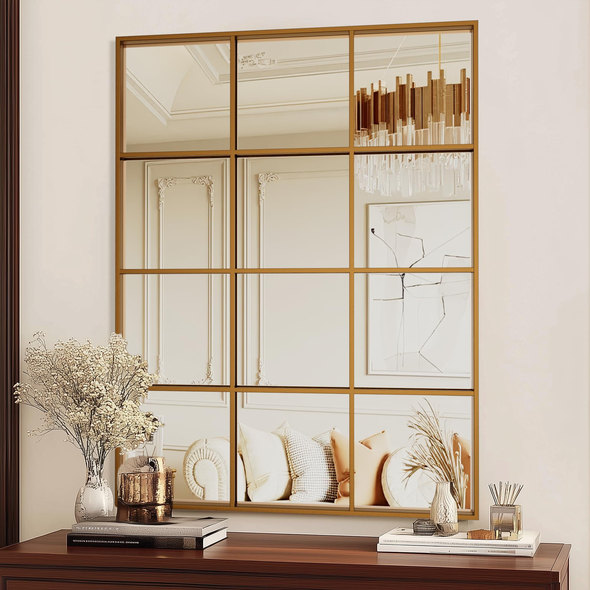 Antok Decorative Mirrors for Wall Decor, 30" x 40" Decorative Wall Mirror Black Window Mirrors Wa... | Amazon (US)