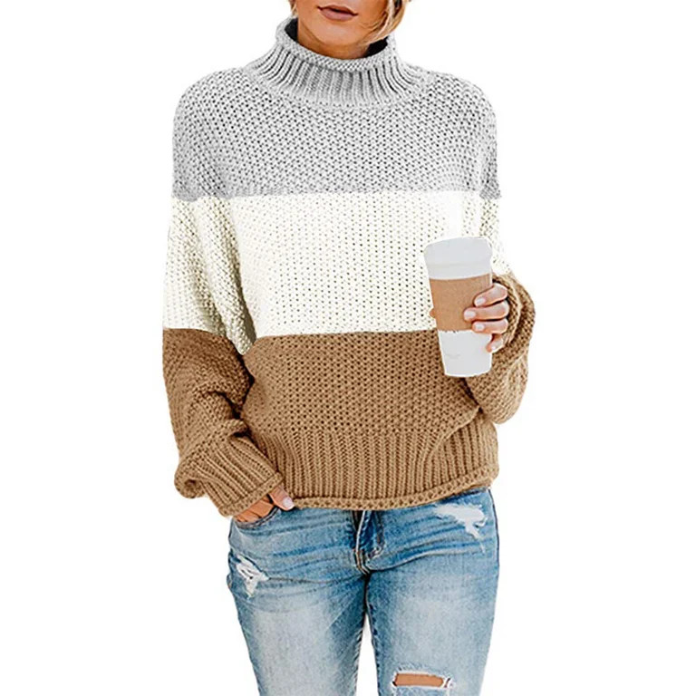 PrettyGuide Women's Mockneck Sweater Dolman Sleeve Oversized Cable Knit Pullover Sweater M Light ... | Walmart (US)