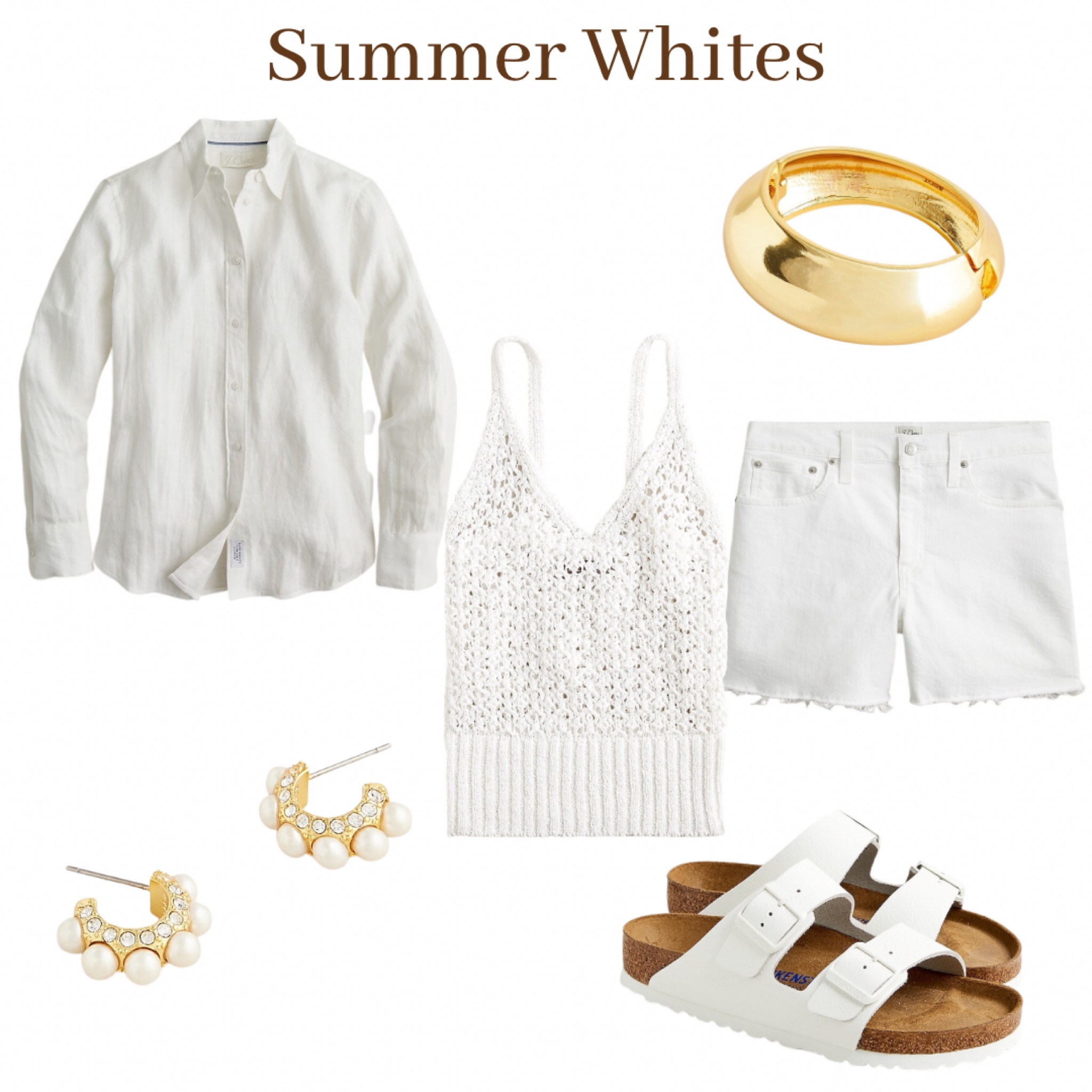 Summer white essentials 




Summer outfits
Summer white outfits 
White denim shorts
Oversized shirt 
Birkenstocks
Gold bangle bracelet 
Pearl earrings 
Summer tanks
Summer outfit inspo
Jcrew outfits 
Jcrew style 
Sweater knit tank top
Pearl hoops 
Vacation outfits 
Vacation beach outfits 
J crew
J crew outfits 
Capsule wardrobe 
Capsule closet 

#LTKsalealert #LTKstyletip #LTKtravel