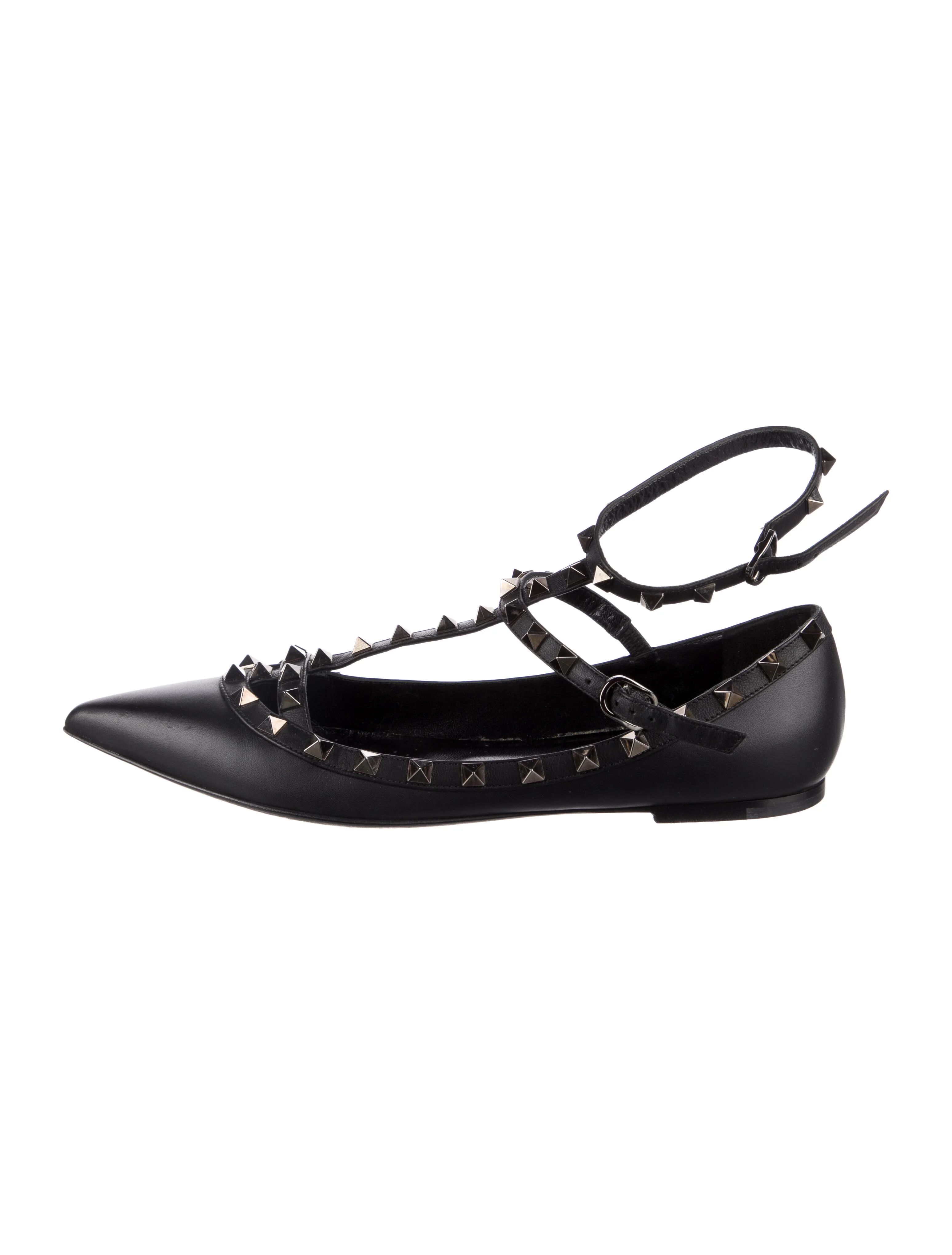 Rockstud Accents Leather Ballet Flats | The RealReal