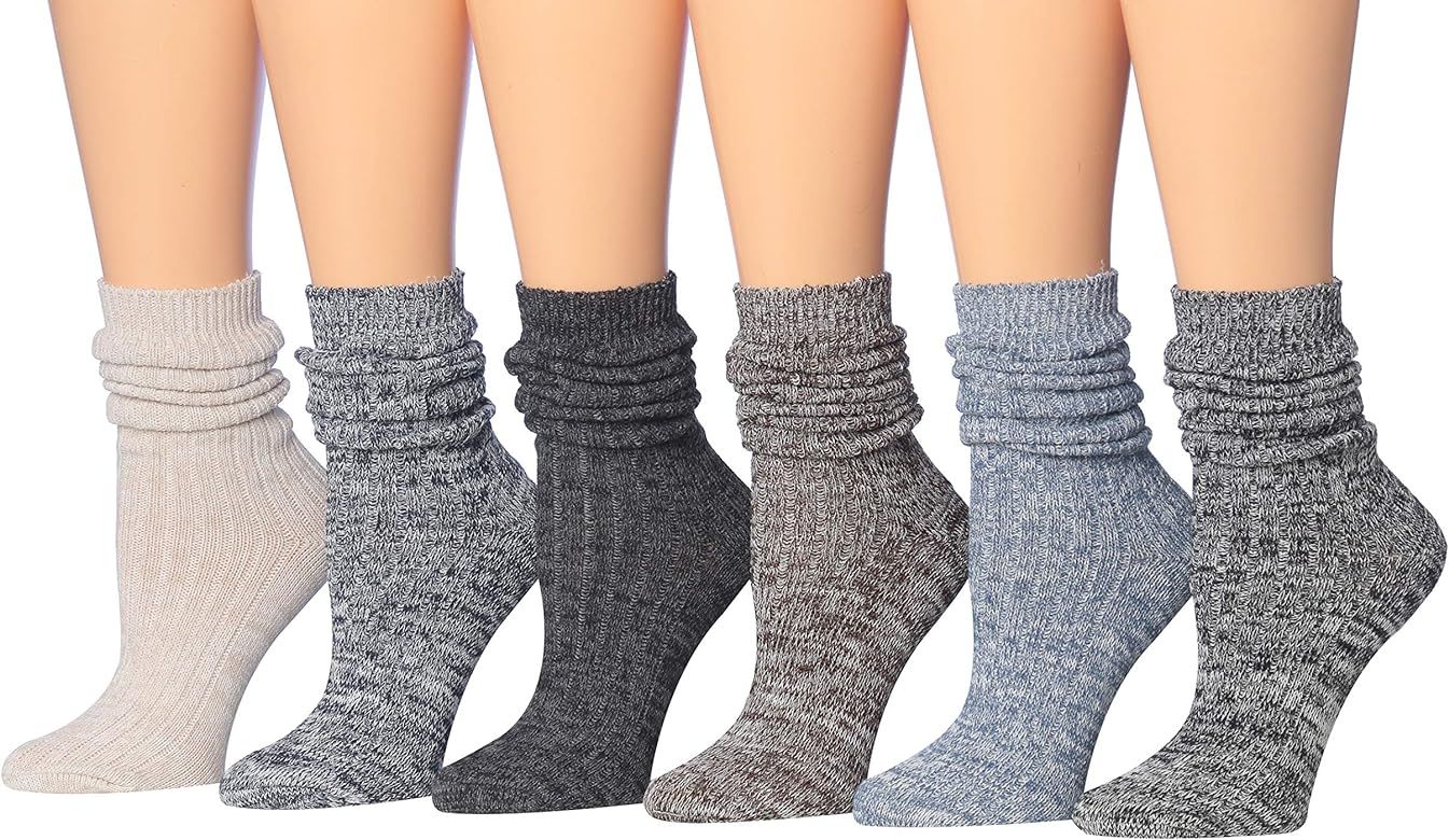 Tipi Toe Women's Cotton Extra Warm Winter Crew Boot Socks 6 Pairs | Amazon (US)