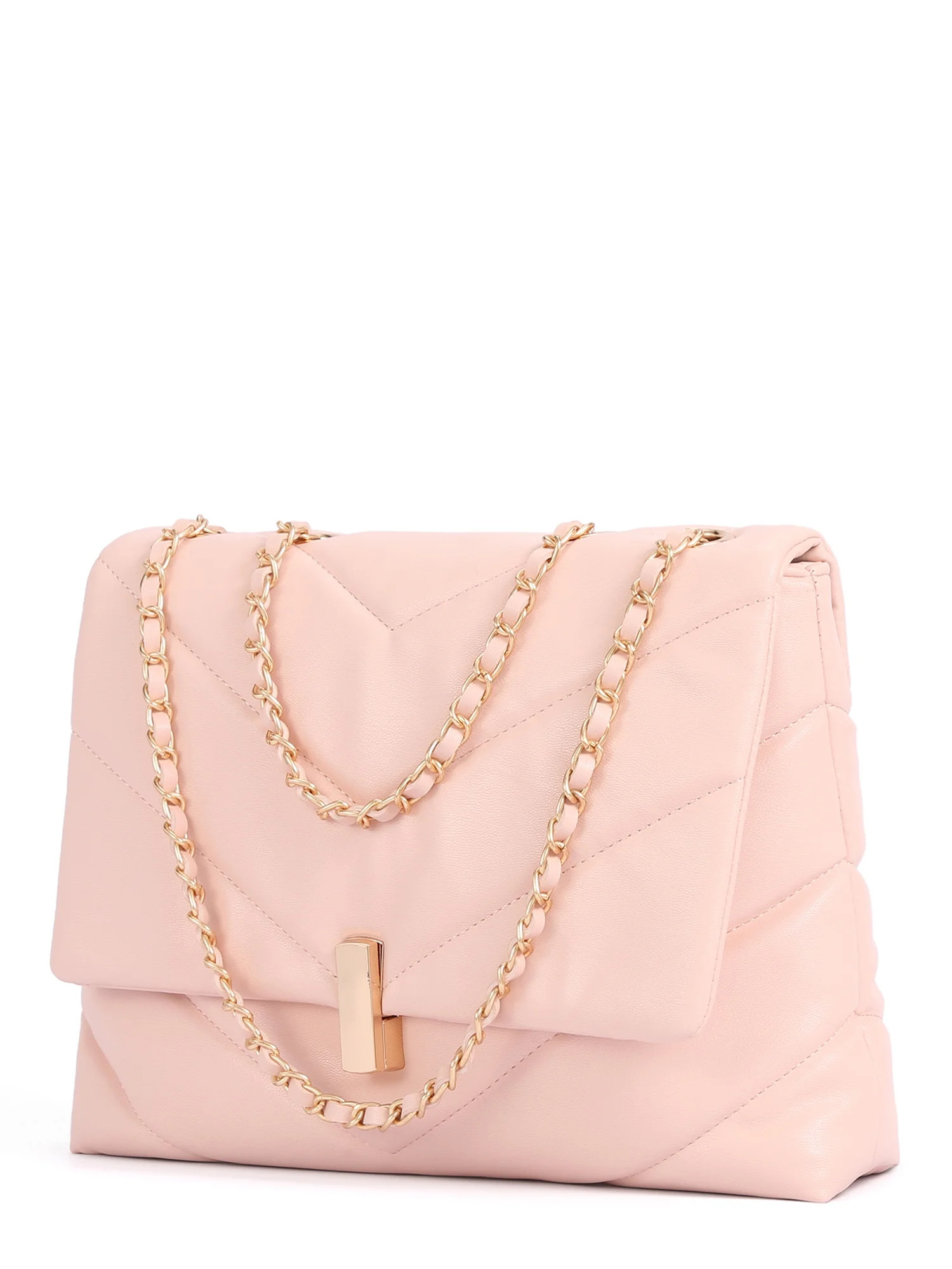 BeCool Women's Chevron Quilted Shoulder Bag Blush | Walmart (US)