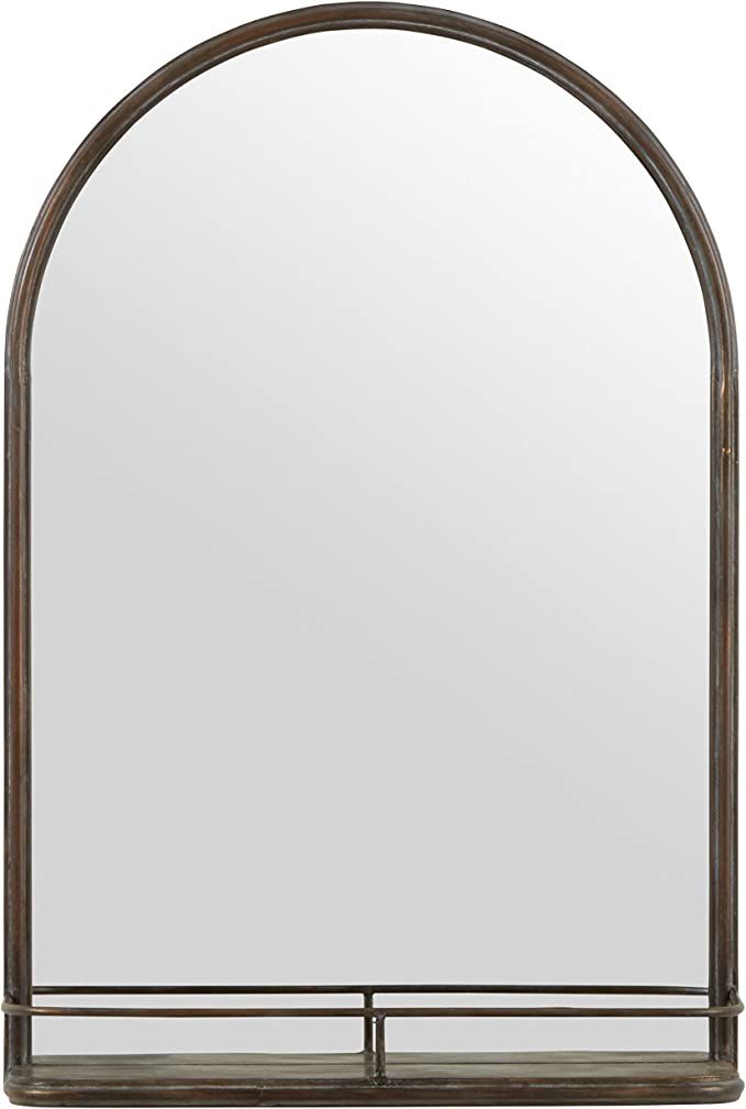 Amazon Brand – Stone & Beam Modern Round Arc Iron Hanging Wall Mirror With Shelf, 30 Inch Heigh... | Amazon (US)