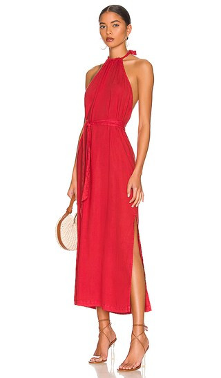 Smocked Waist Halter Midi Dress in Azaleza | Revolve Clothing (Global)