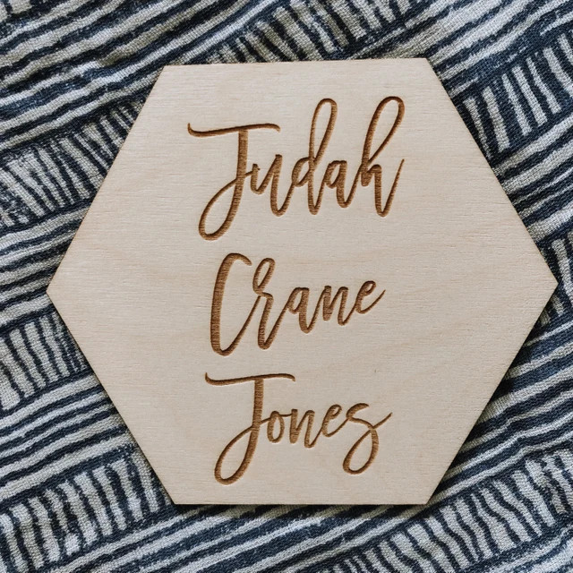 Engraved Hexagon Name Sign | Wood Name Sign | Round Name Sign | Newborn Announcement Sign | Newbo... | Etsy (US)